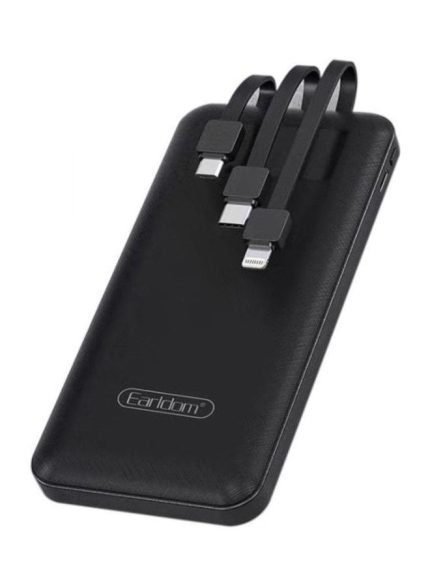 Earldom10000.0 mAh Power Bank with 3 Wire In-Built Charging Cable And LCD Display Black