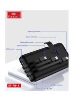 Earldom10000.0 mAh Power Bank with 3 Wire In-Built Charging Cable And LCD Display Black - Image 2